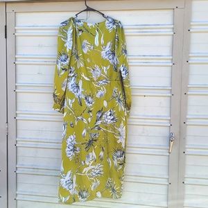 Chartreuse Floral Midi Dress